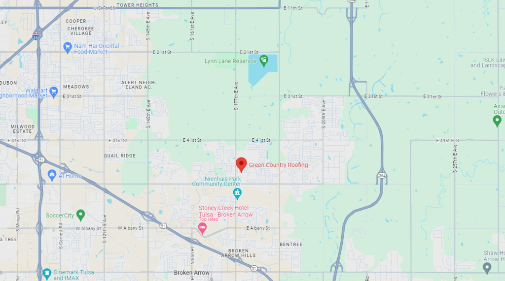 Green Country Roofing Service Area Map